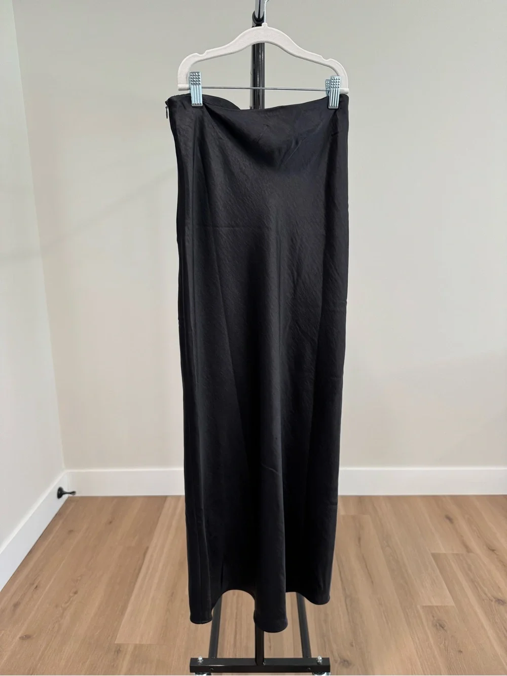 NWT Open Edit by Nordstrom Satin Glossy Maxi Skirt, Black